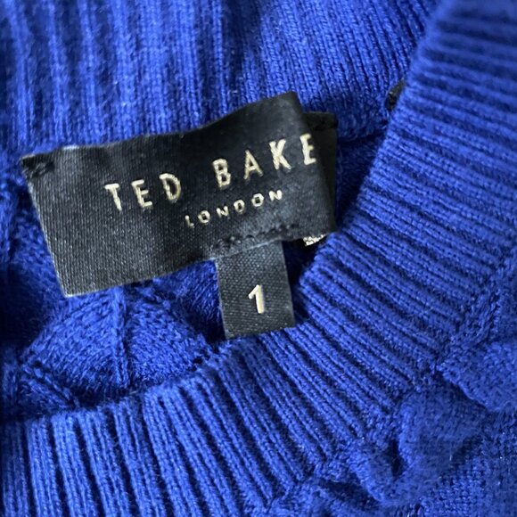 Ted Baker Yayoi Royal Blue Cotton/Cashmere Knit -Size 2/4 - Picture 2 of 10